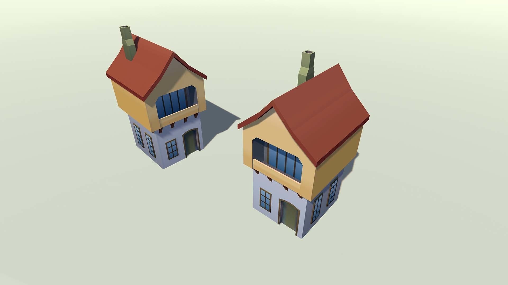 Mobile lowpoly buildings Low-poly 3D model_7