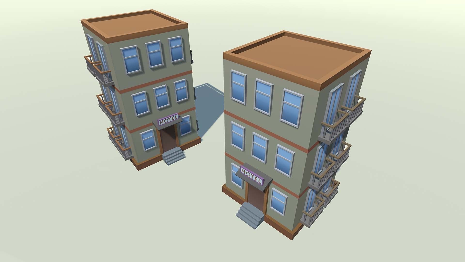 Mobile lowpoly buildings Low-poly 3D model_13