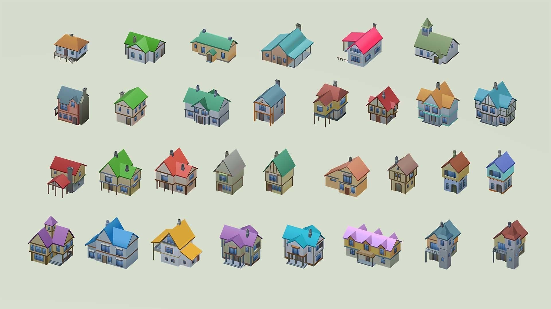 Mobile lowpoly buildings Low-poly 3D model_2