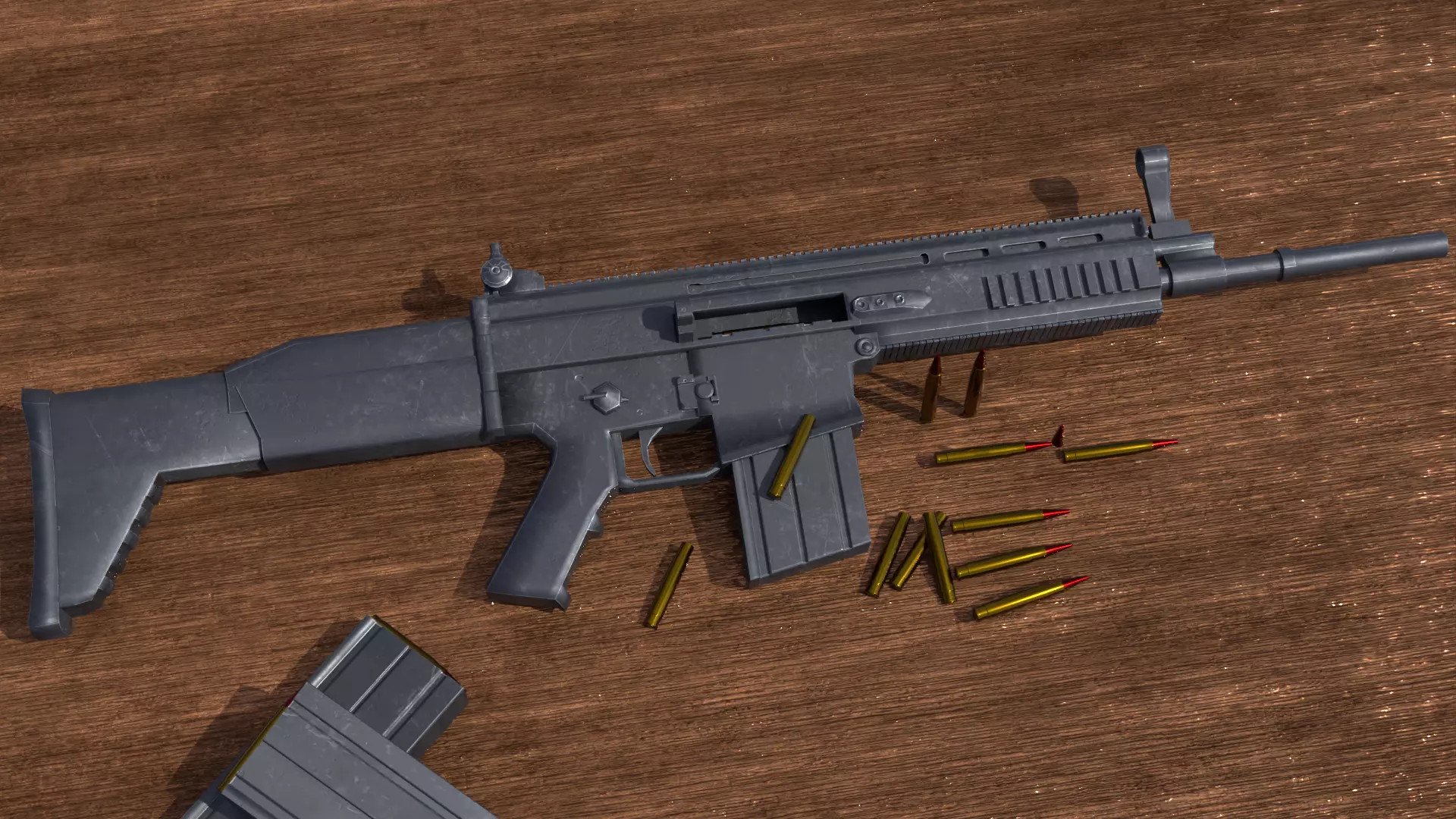 Fn Scar Free low-poly 3D model_0