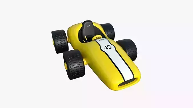 Cartoon Kart F06 Yellow - Vehicle Racing Design Low-poly 3D model