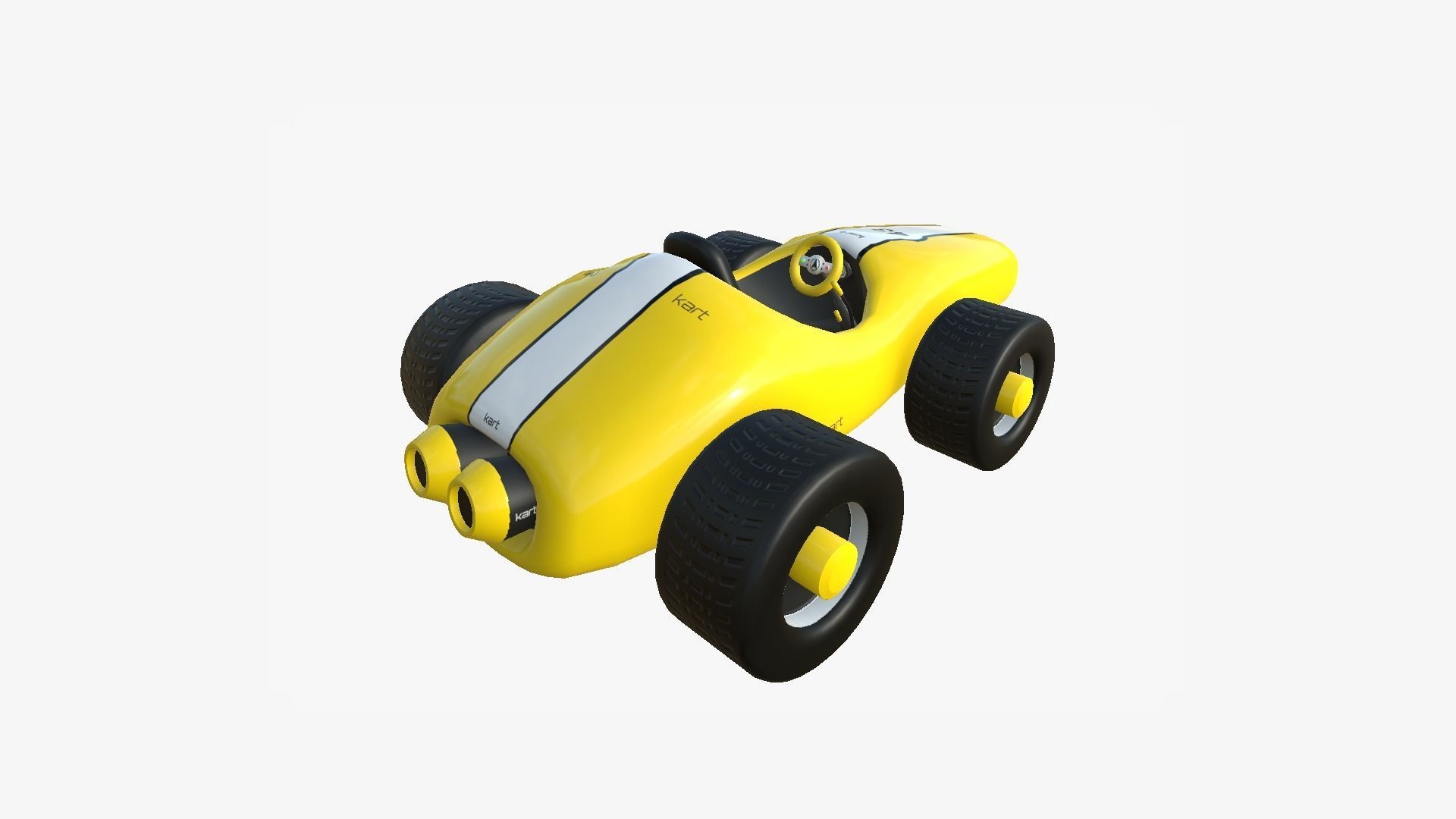Cartoon Kart F06 Yellow - Vehicle Racing Design Low-poly 3D model_3
