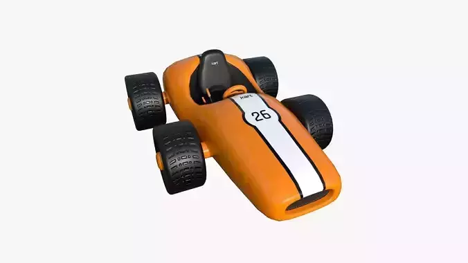 Cartoon Kart F07 Orange - Vehicle Racing Design Low-poly 3D model