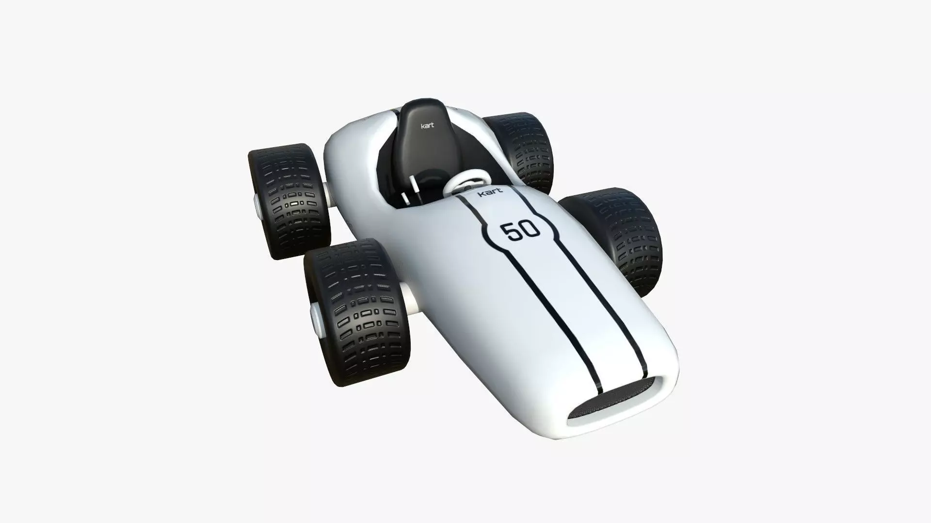 Cartoon Kart F08 White - Vehicle Racing Design Low-poly 3D model_0