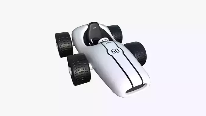 Cartoon Kart F08 White - Vehicle Racing Design Low-poly 3D model