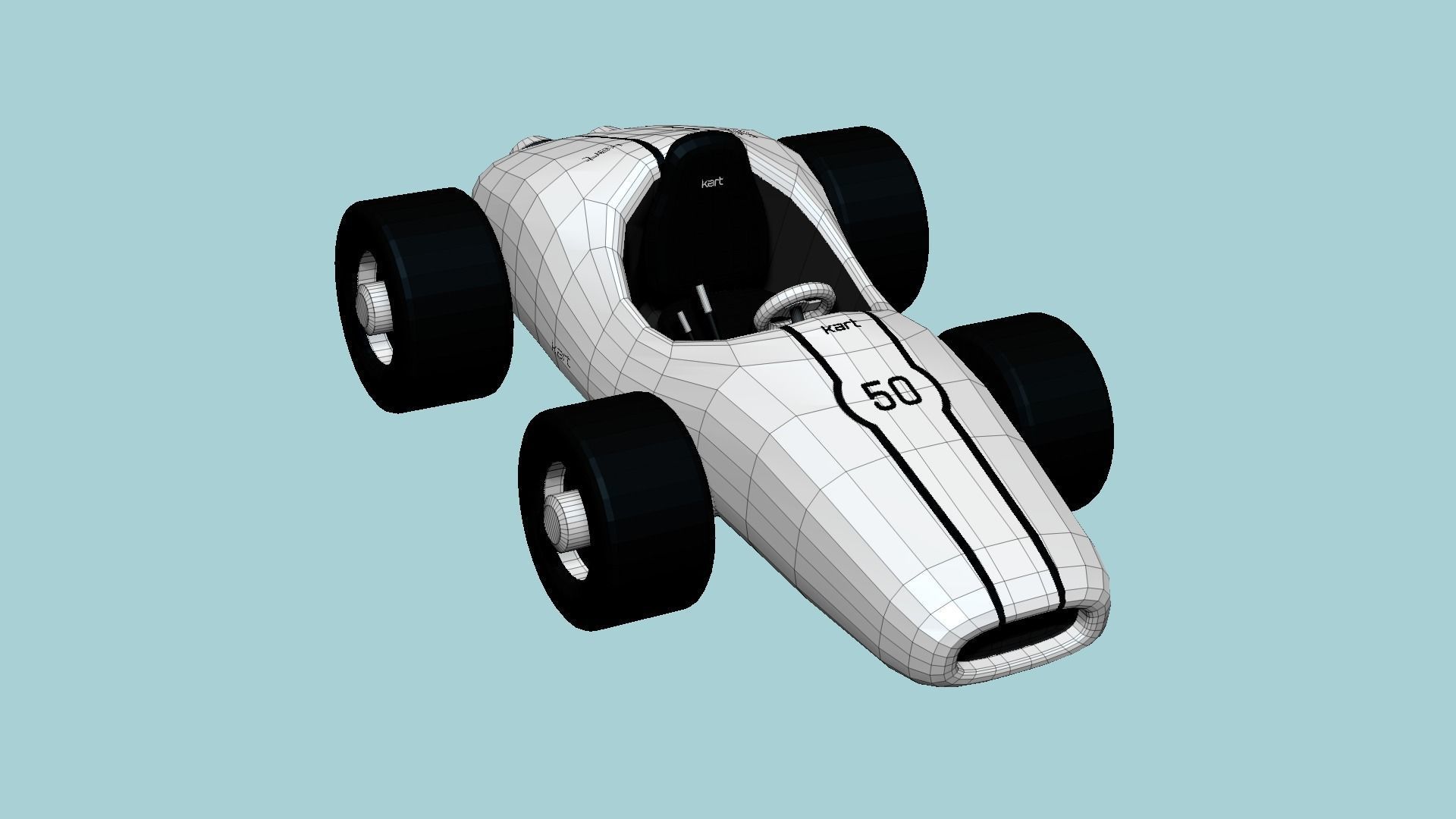 Cartoon Kart F08 White - Vehicle Racing Design Low-poly 3D model_6