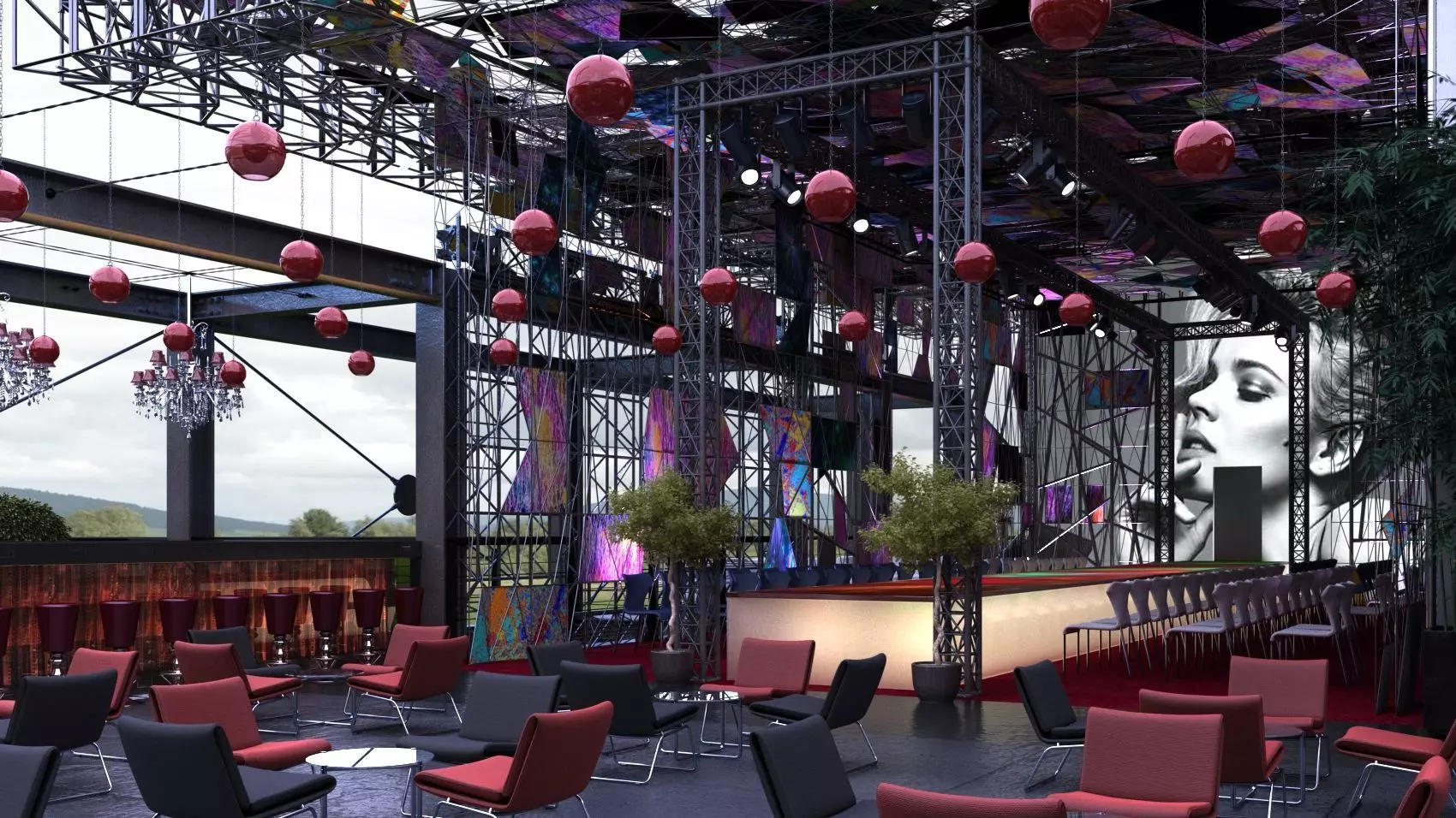 Catwalk bar and restaurant - V-ray Render 3D model_0