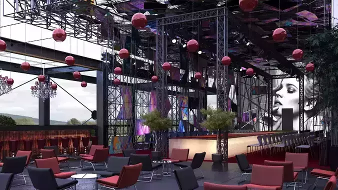 Catwalk bar and restaurant - V-ray Render