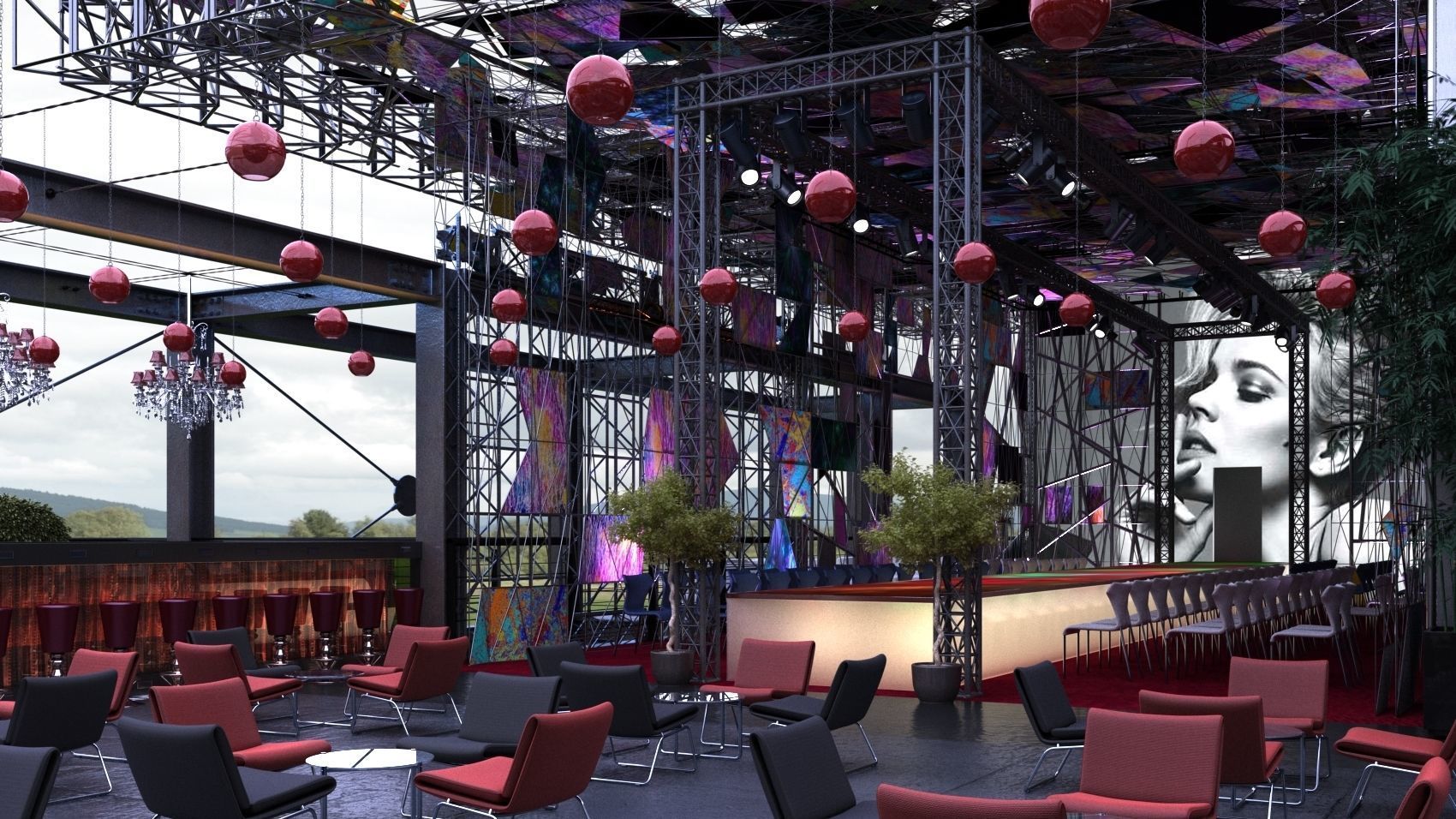 Catwalk bar and restaurant - V-ray Render 3D model_1