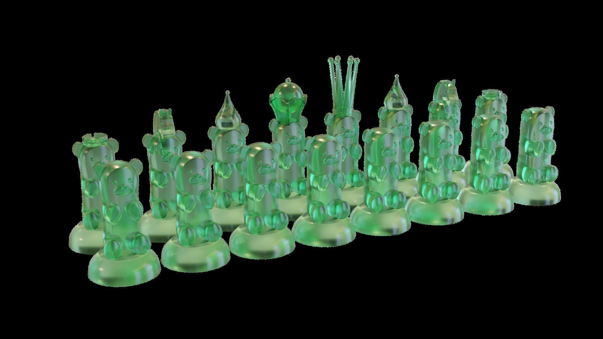 Gummy Bear Chess Set 3D model 3D printable | CGTrader
