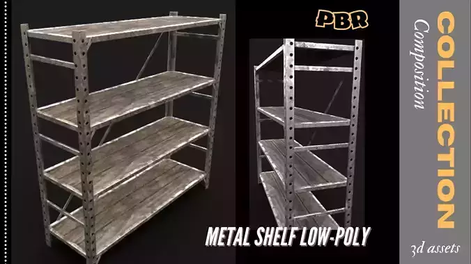 Metal shelf low-poly 3D model      Low-poly 3D model