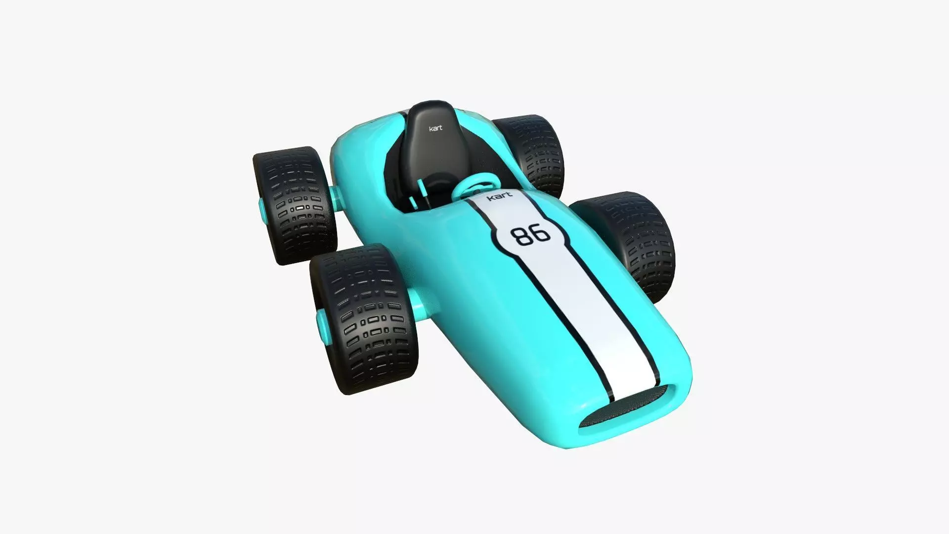 Cartoon Kart F10 Light Blue - Vehicle Racing Design Low-poly 3D model_0