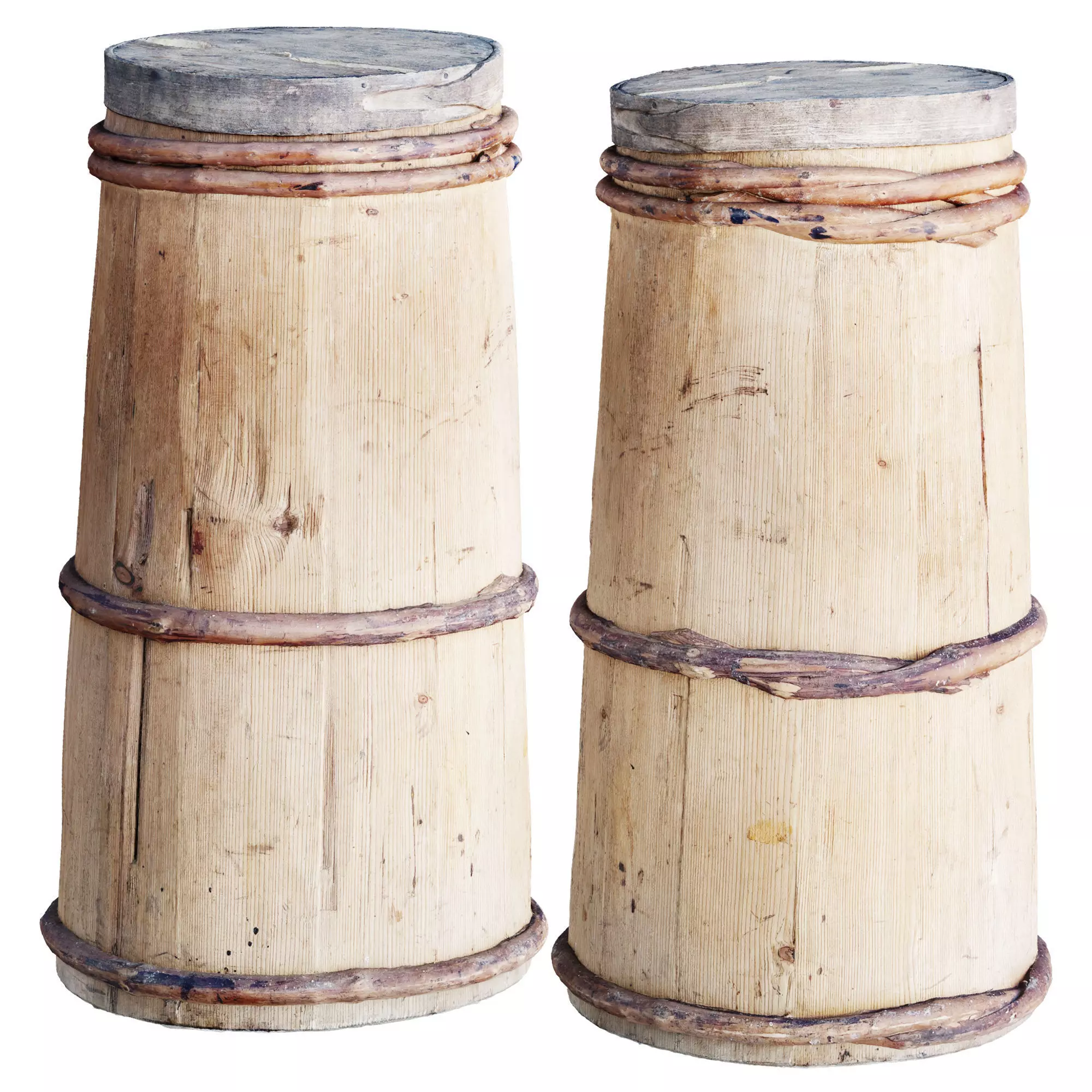 wooden barrel 3D model_0