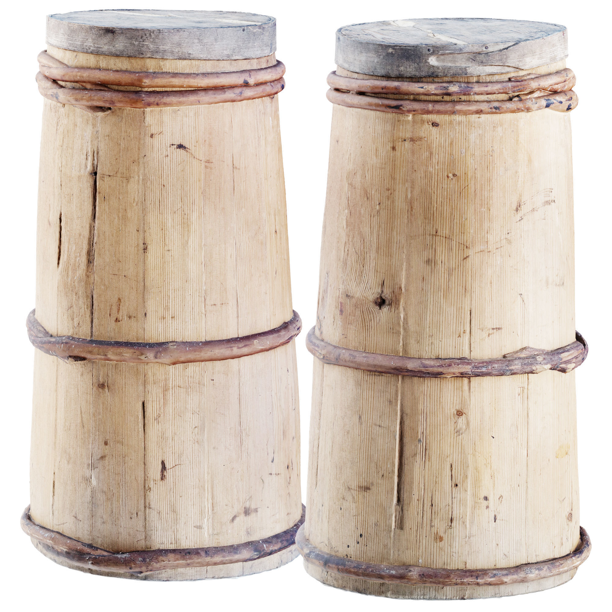 wooden barrel 3D model_1