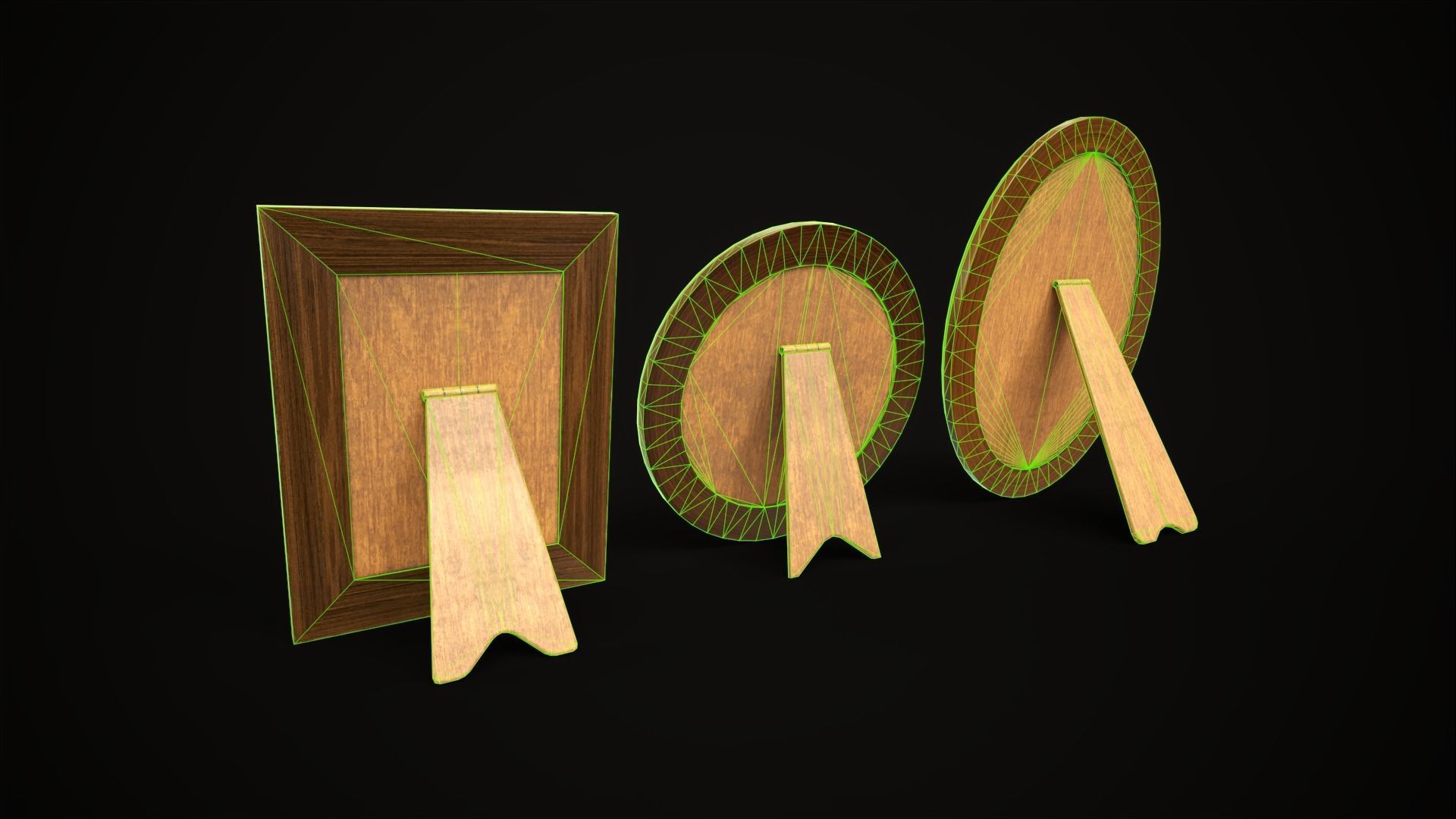 Vintage photo frames and paintings Low-poly 3D model_6