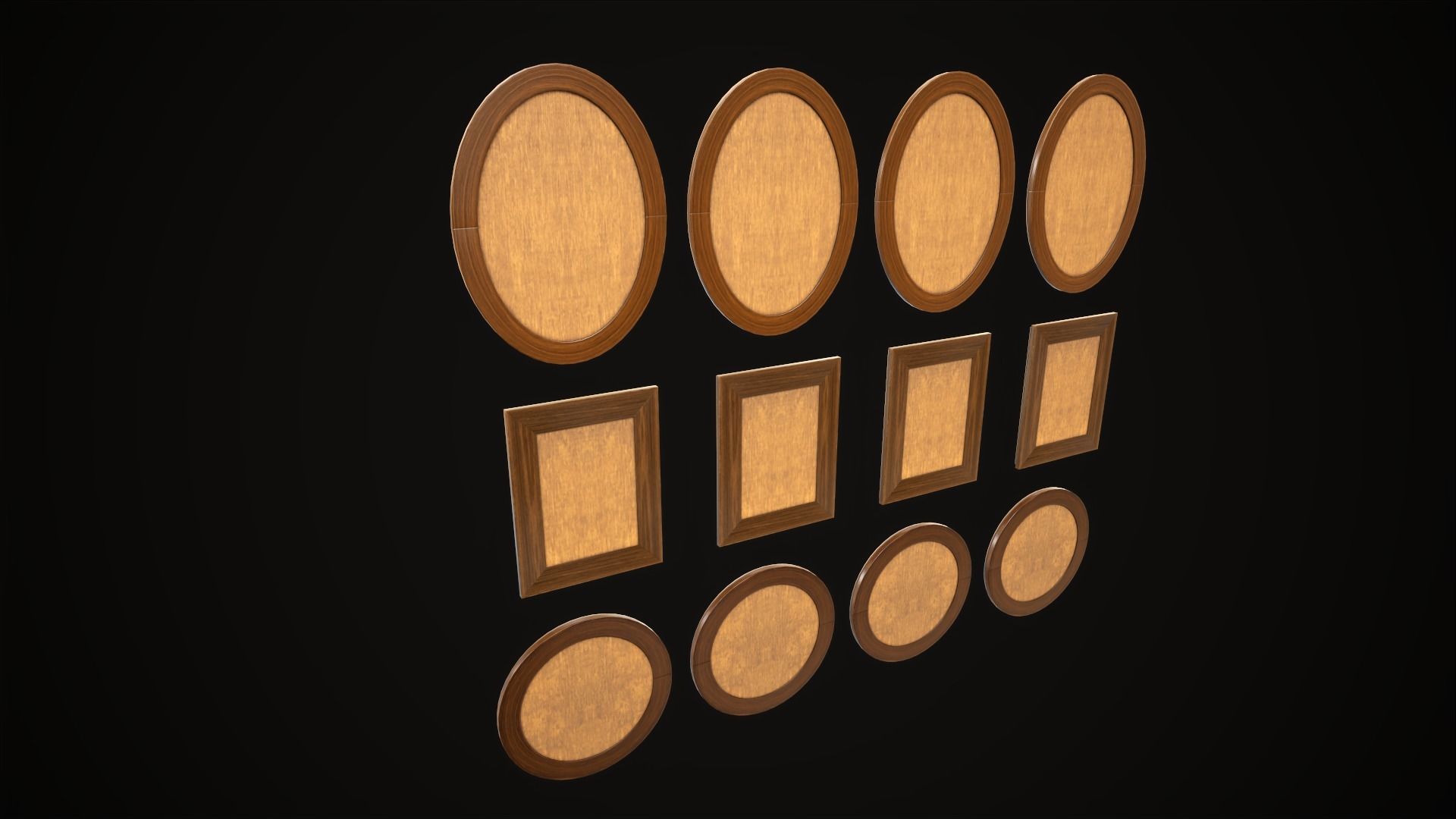 Vintage photo frames and paintings Low-poly 3D model_10