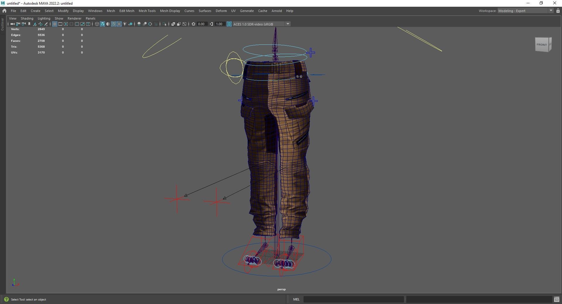 Realistic Pants 1 for Men Rigged Low-poly 3D model_20
