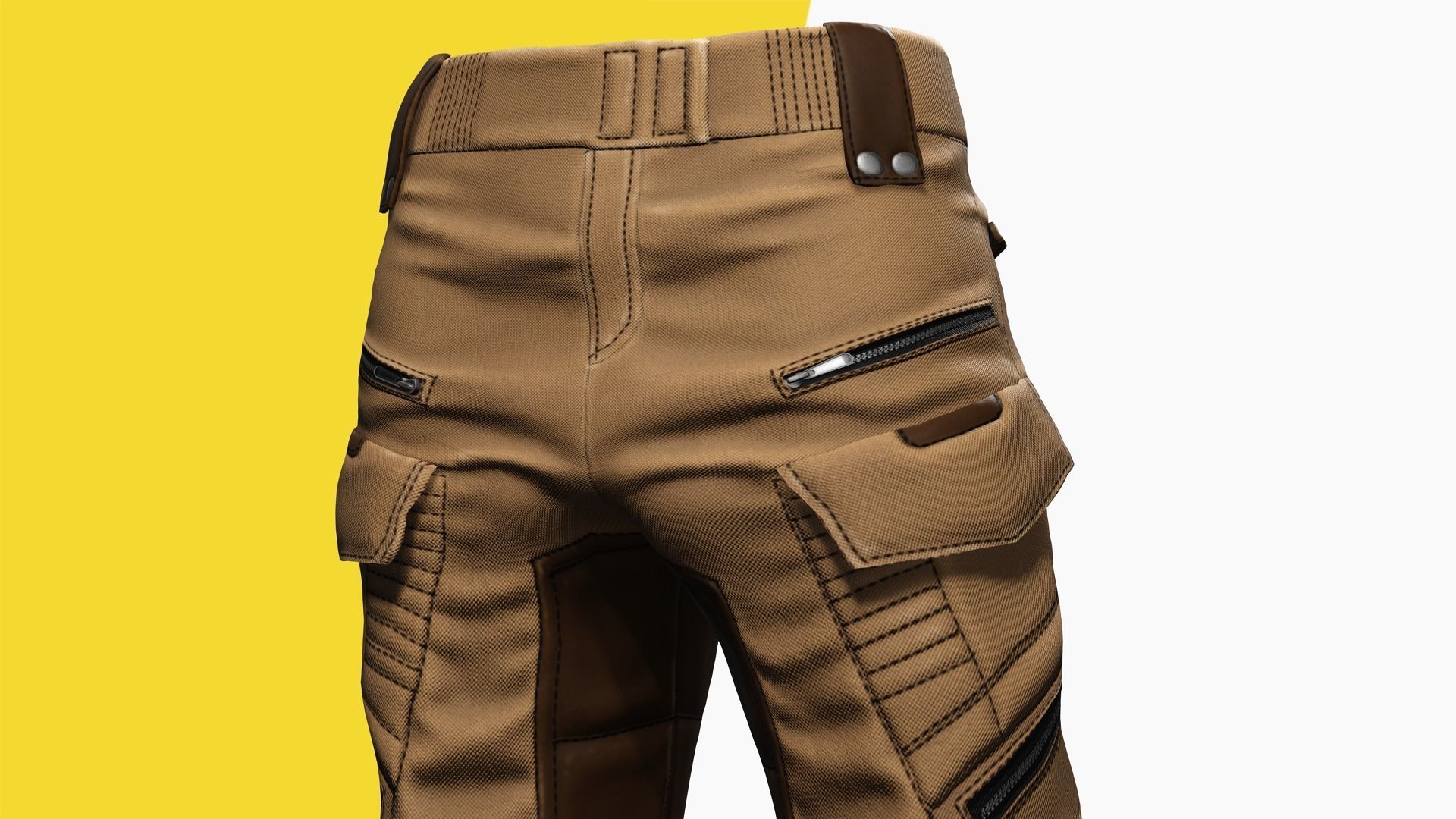 Realistic Pants 1 for Men Rigged Low-poly 3D model_14