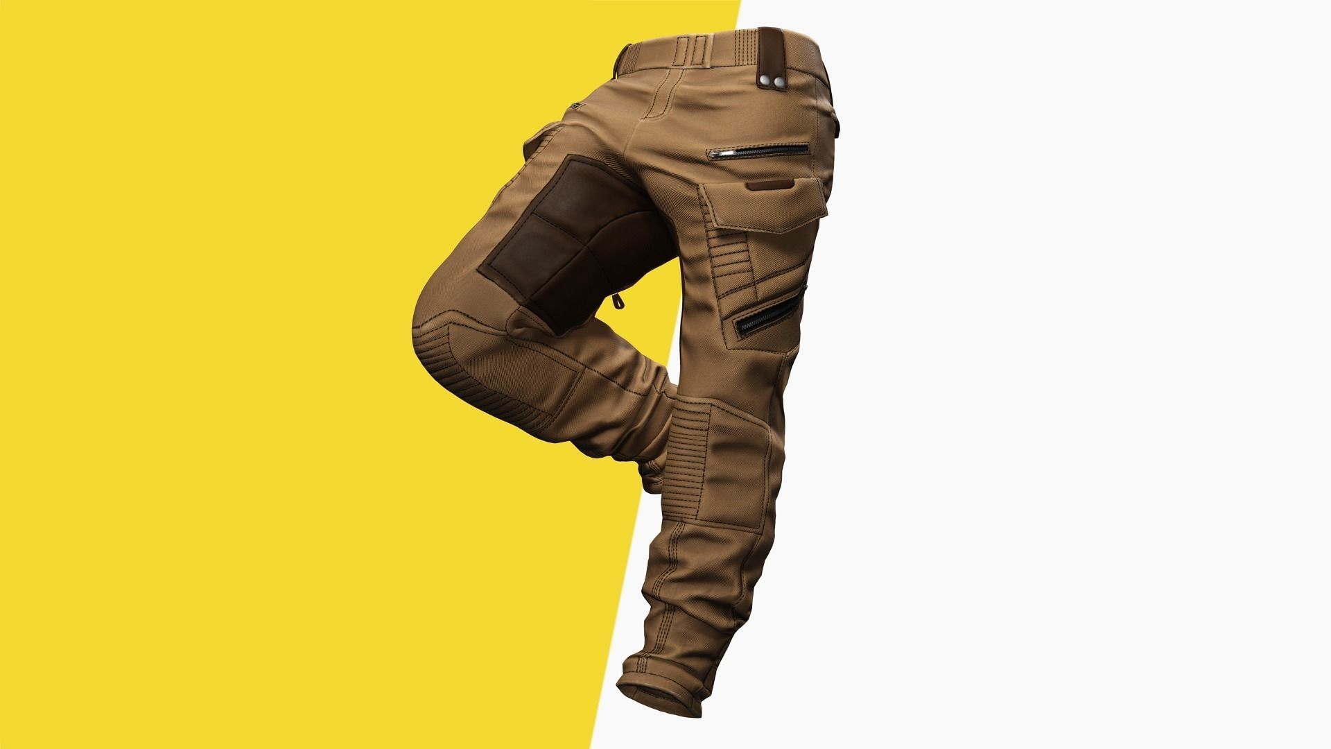 Realistic Pants 1 for Men Rigged Low-poly 3D model_12
