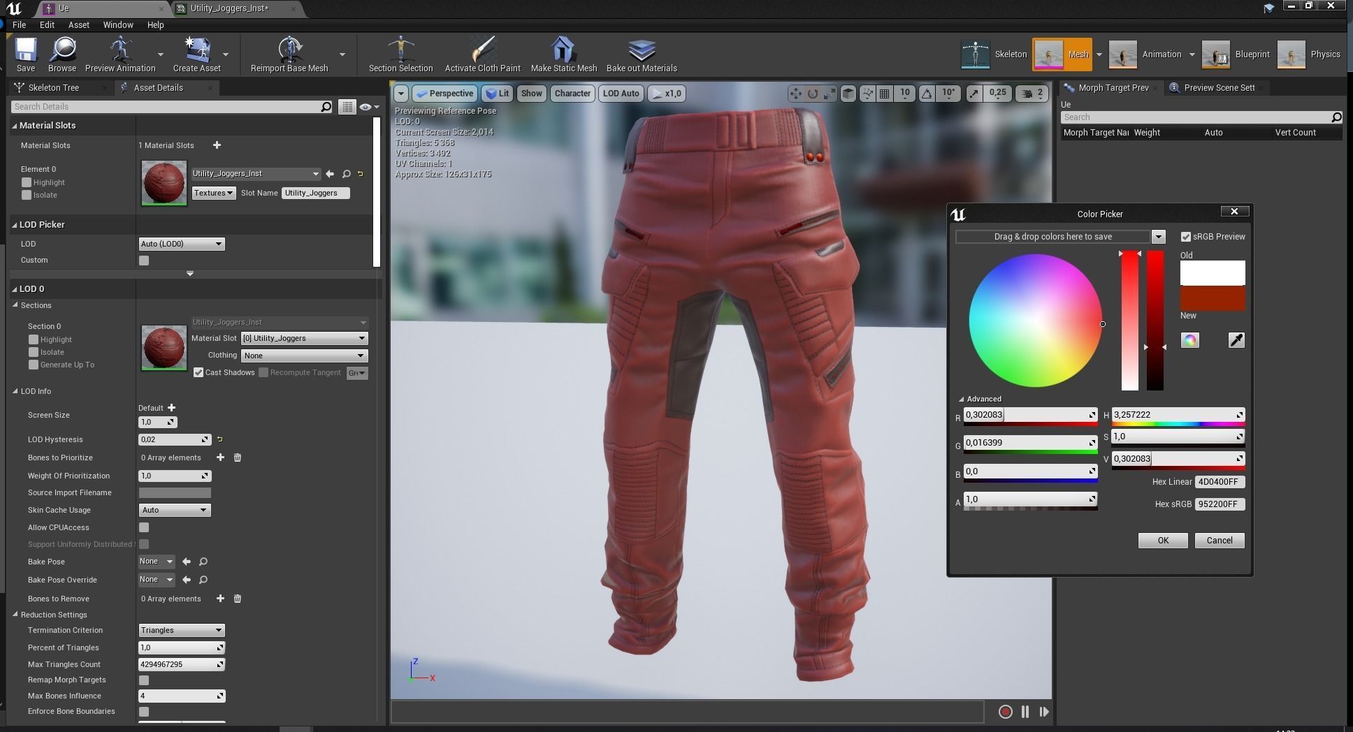 Realistic Pants 1 for Men Rigged Low-poly 3D model_22