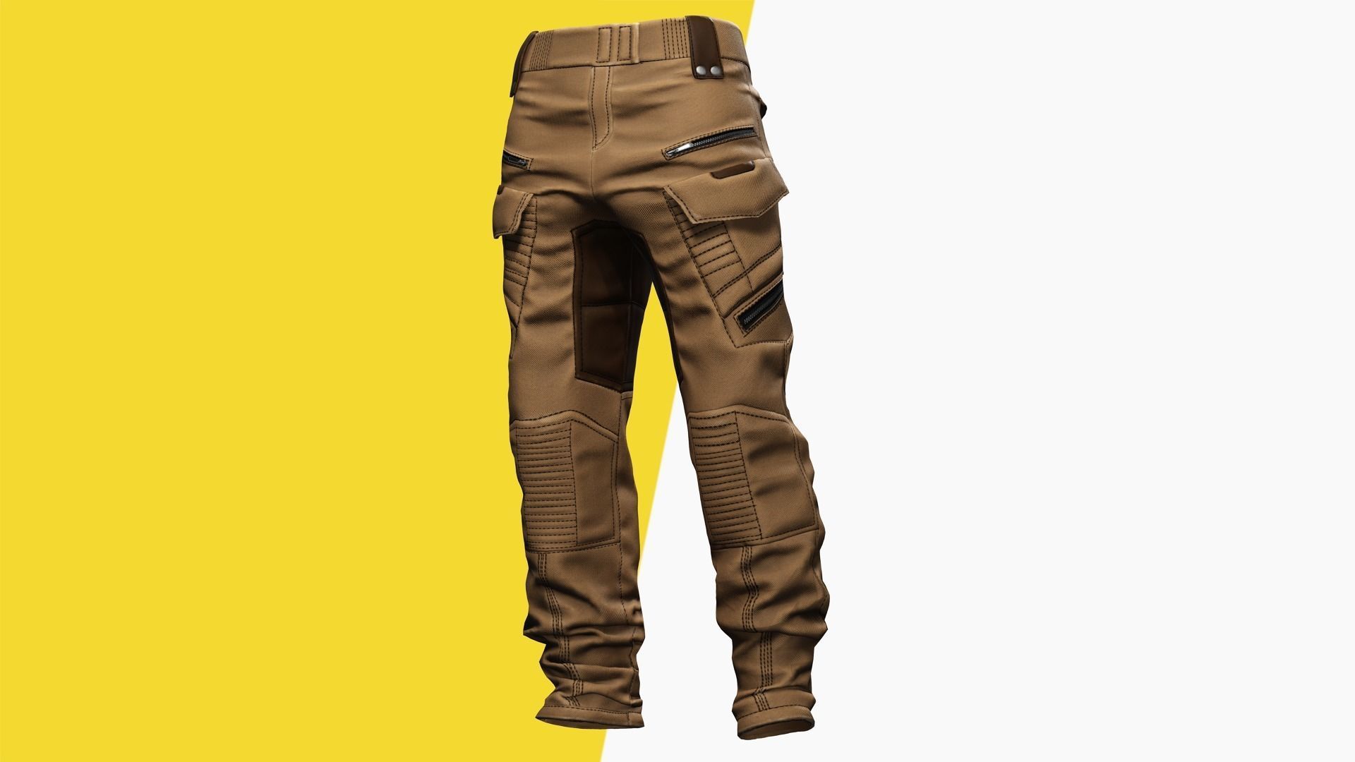 Realistic Pants 1 for Men Rigged Low-poly 3D model_18