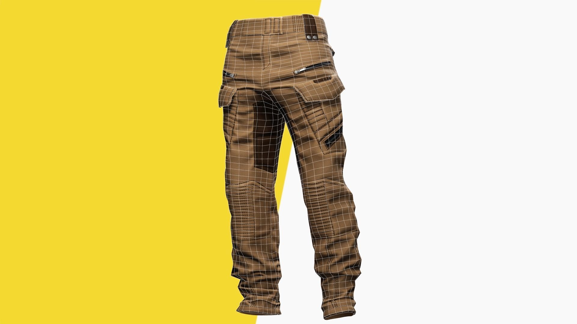 Realistic Pants 1 for Men Rigged Low-poly 3D model_4