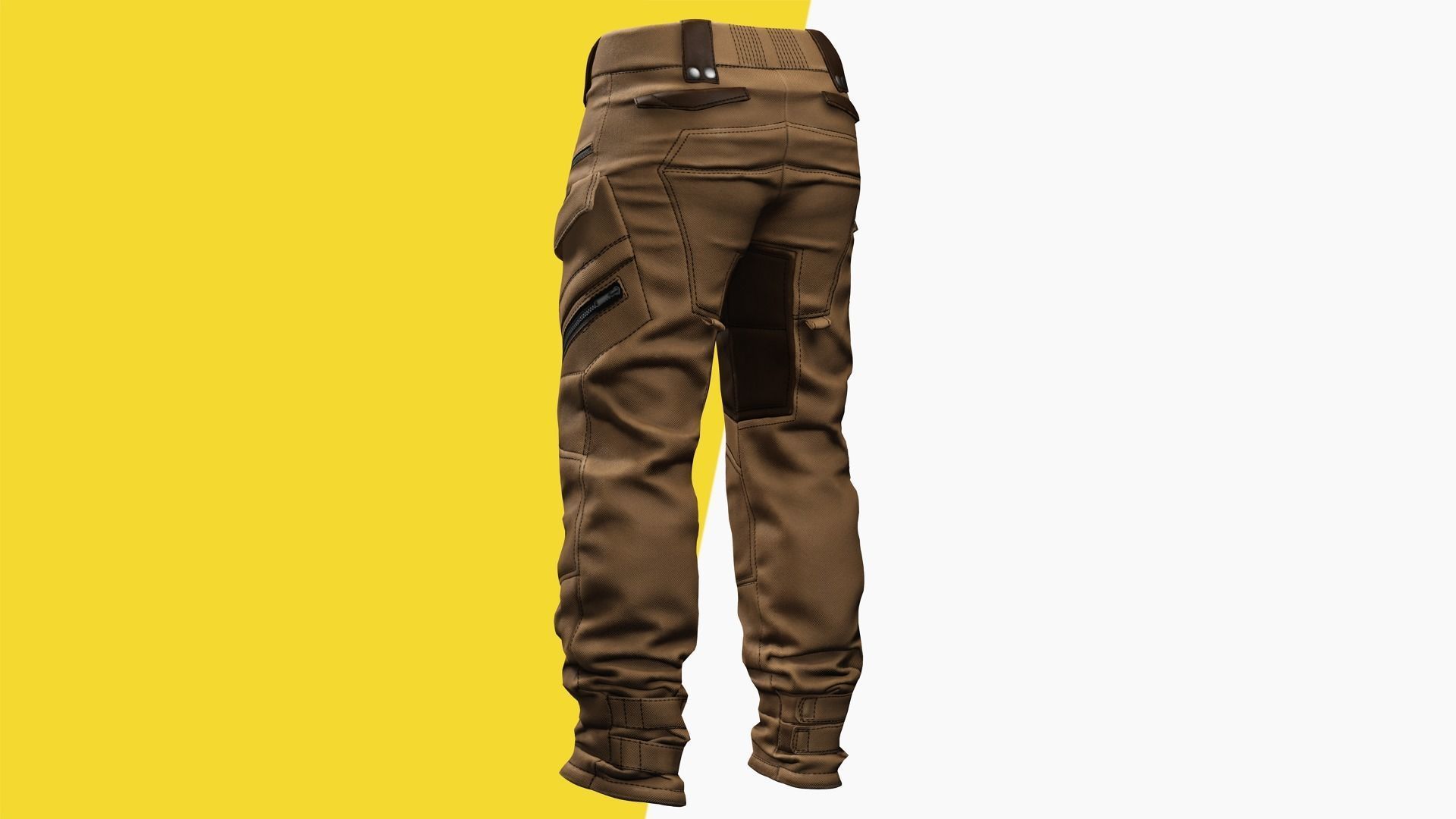 Realistic Pants 1 for Men Rigged Low-poly 3D model_8