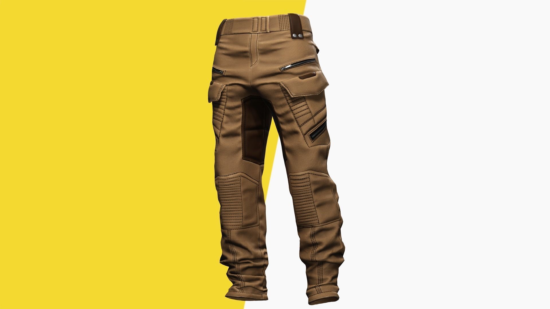Realistic Pants 1 for Men Rigged Low-poly 3D model_3