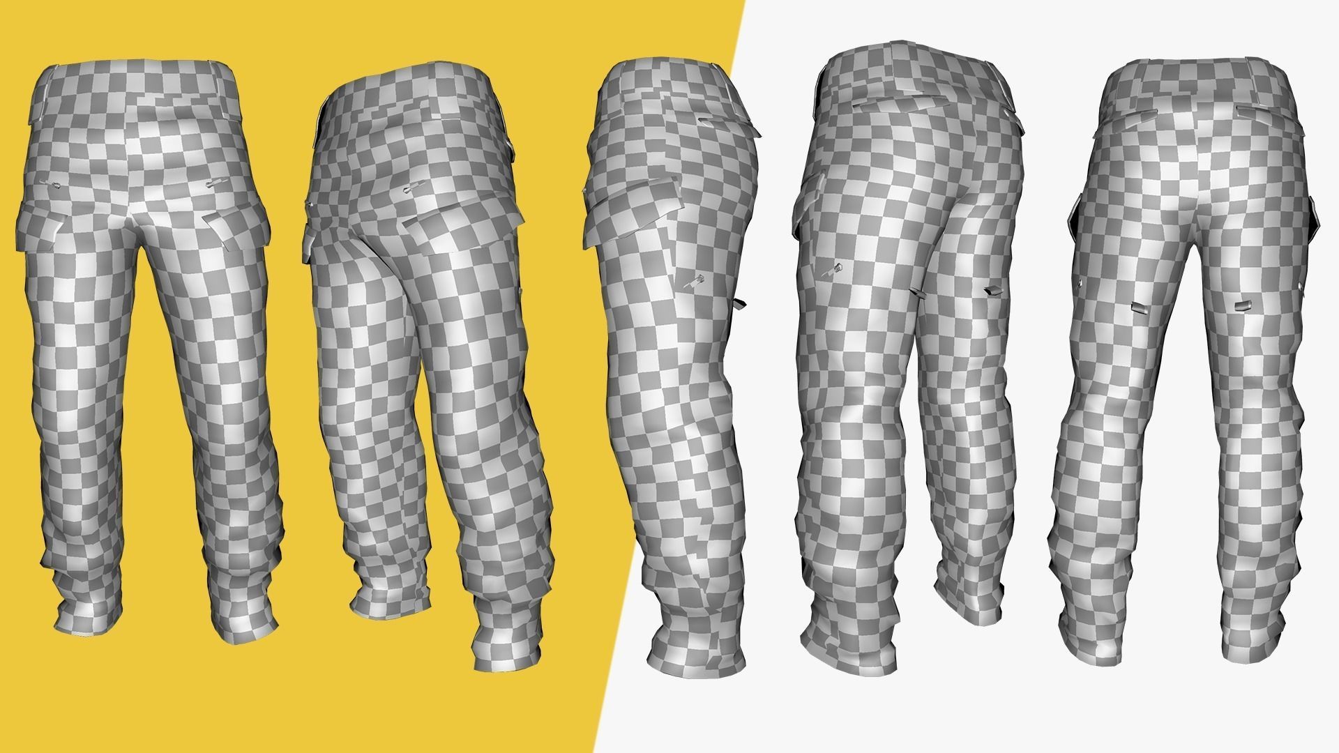 Realistic Pants 1 for Men Rigged Low-poly 3D model_17