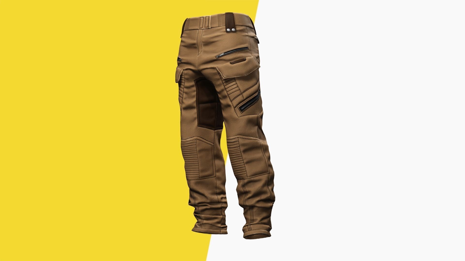 Realistic Pants 1 for Men Rigged Low-poly 3D model_7