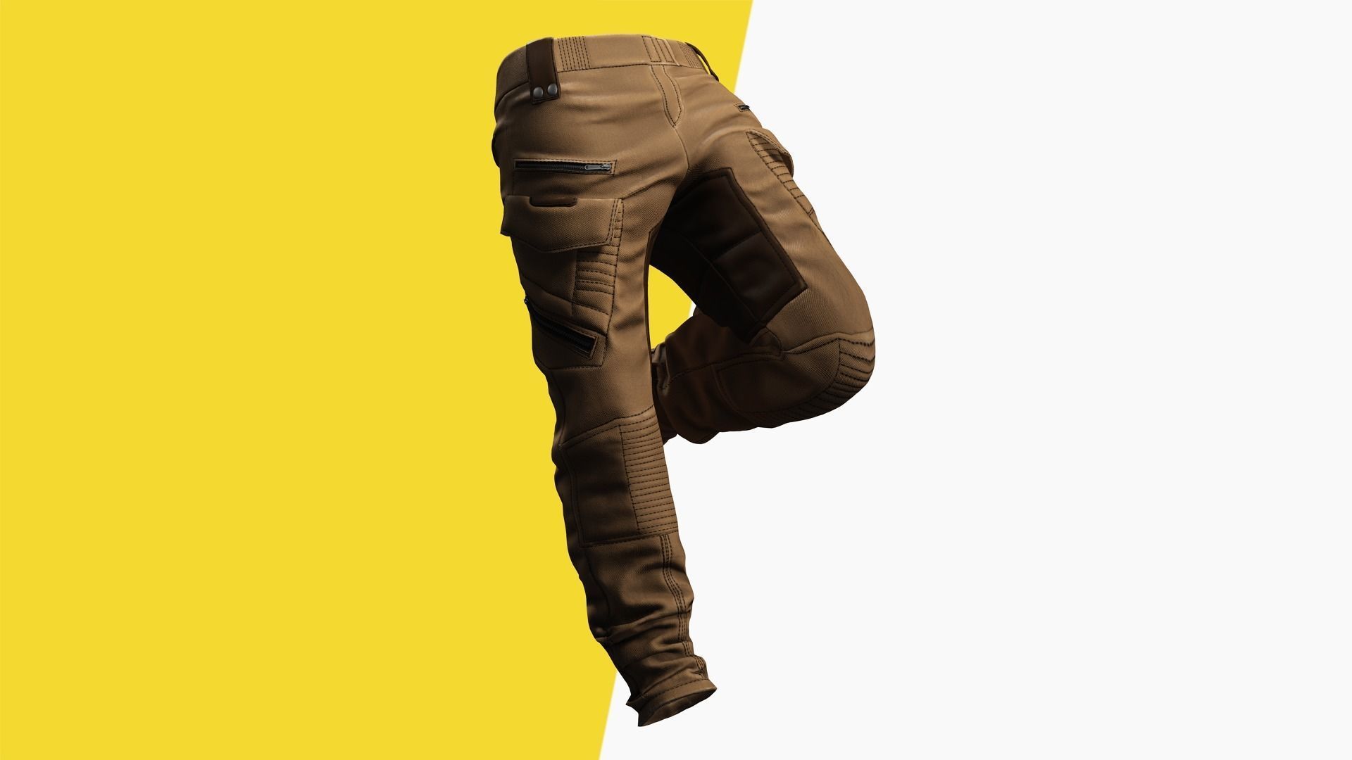 Realistic Pants 1 for Men Rigged Low-poly 3D model_10