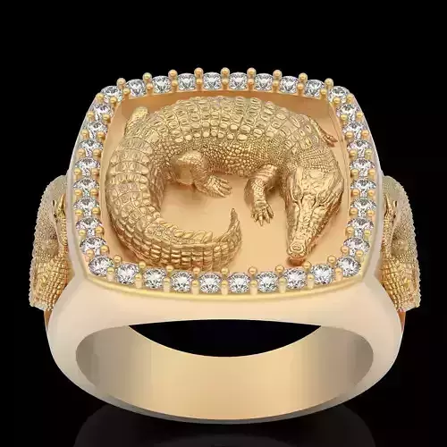 Crocodile Ring Animal silver gold printable jewelry