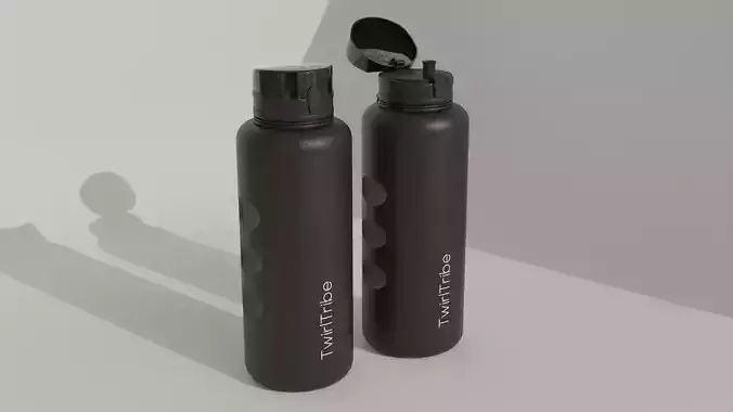 Black Diamond Plastic Water Bottle Minimalistic 3D Asset