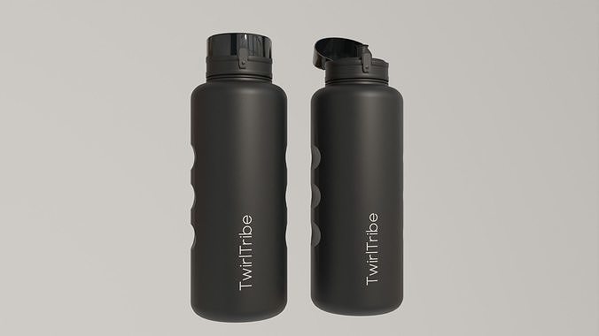 Black Diamond Plastic Water Bottle Minimalistic 3D Asset Low-poly 3D model 4