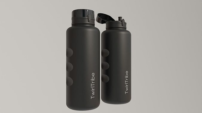 Black Diamond Plastic Water Bottle Minimalistic 3D Asset Low-poly 3D model 6