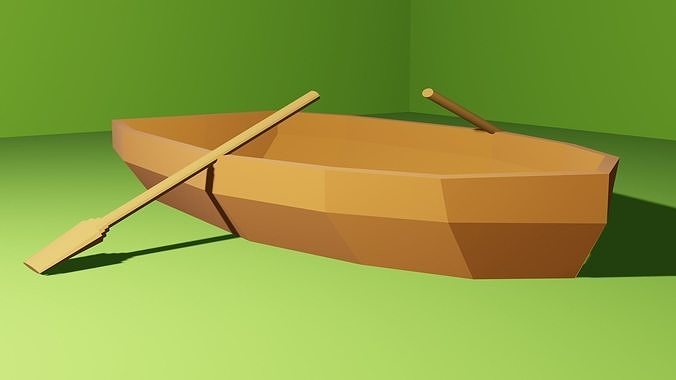 Low Poly Rowboat wooden boat Free low-poly 3D model