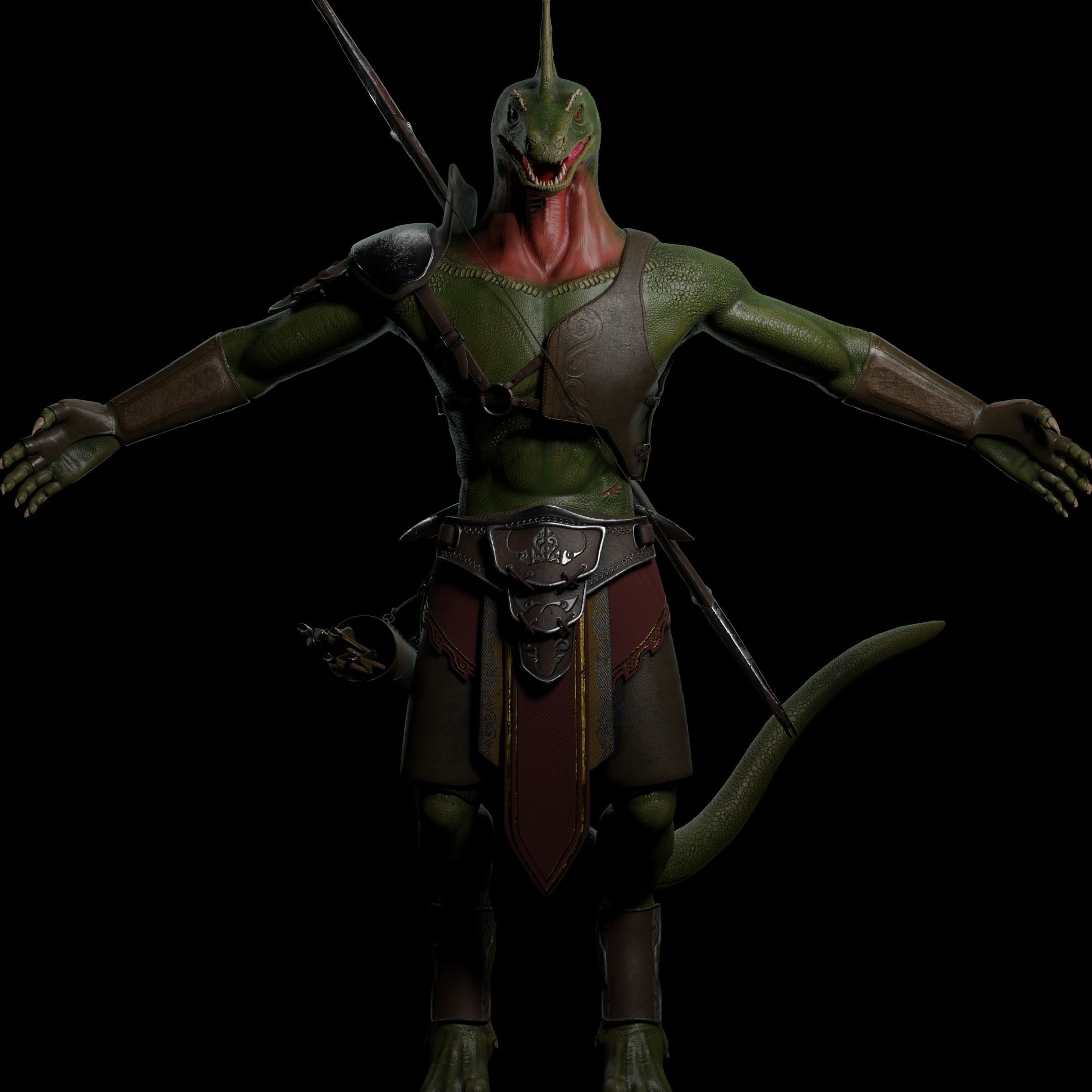 Lizardmen archer 3D model_4