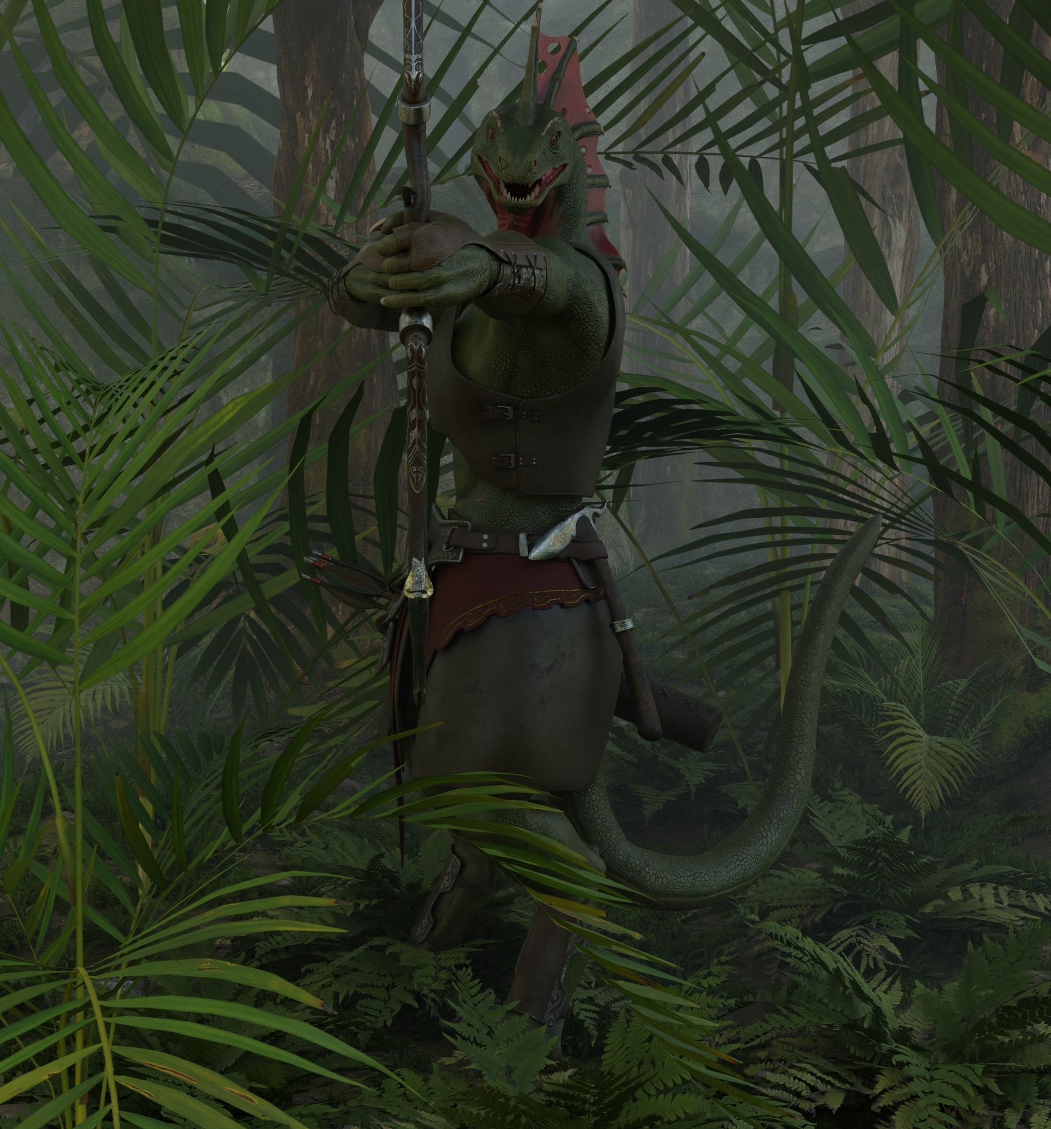 Lizardmen archer 3D model_6