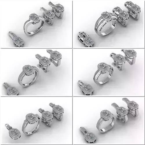 50 Files -Women Ring Womens Rings Earrings Pendant Set 3DM STL