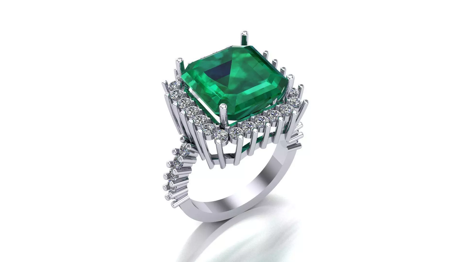 Anel com esmeralda quadrada 3D print model_0