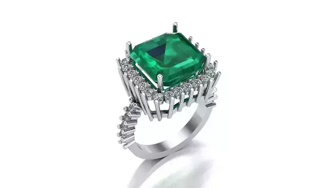 Anel com esmeralda quadrada