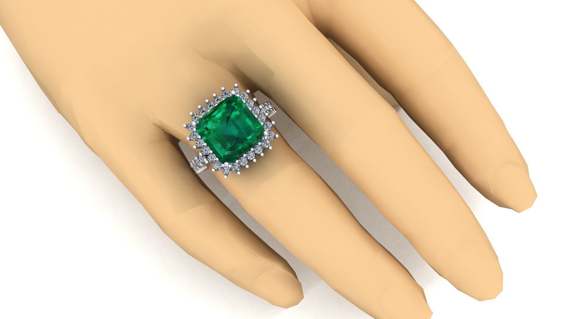 Anel com esmeralda quadrada 3D print model_2