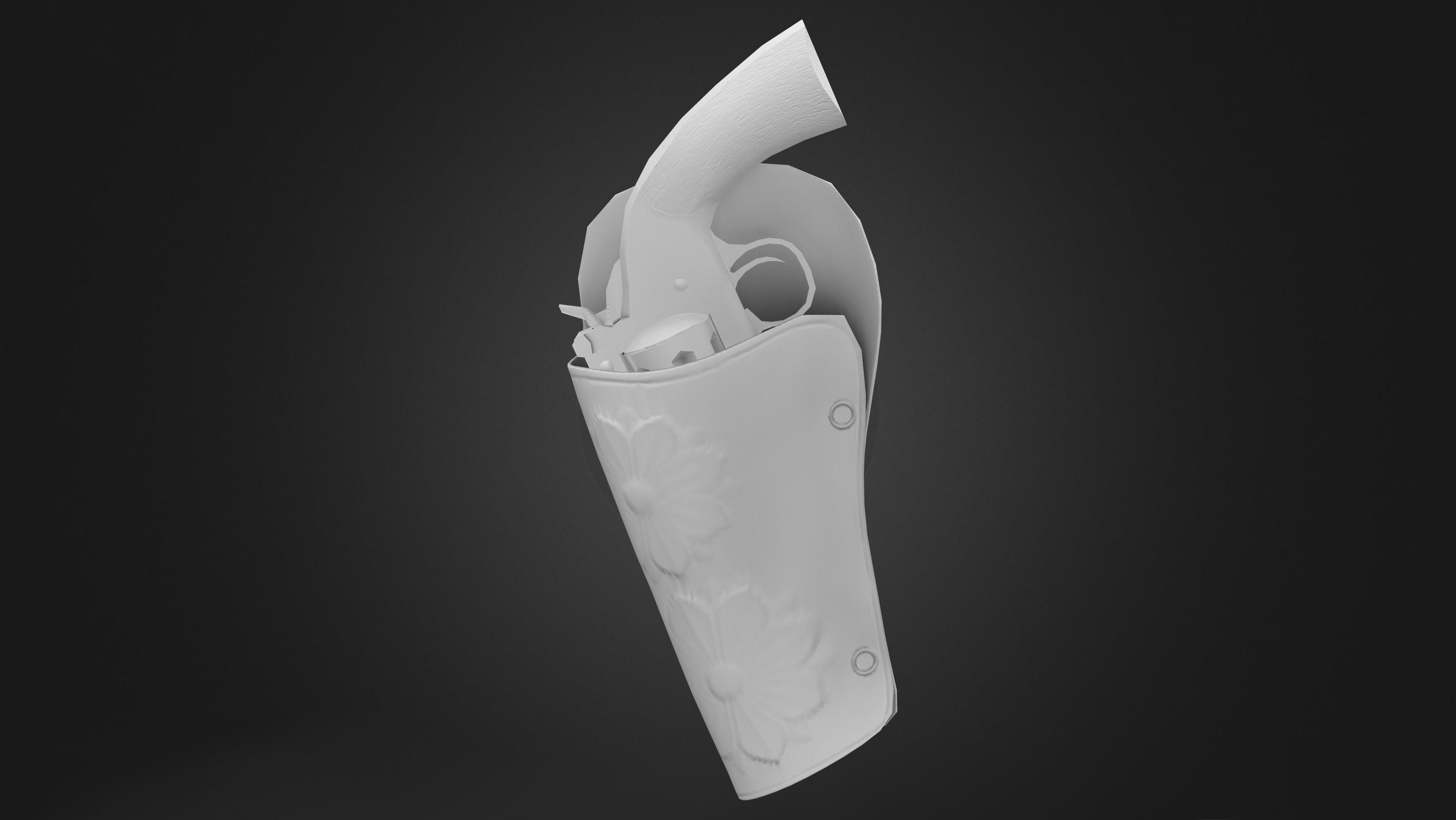 Revolver Gun With Holster Low-poly 3D model_7