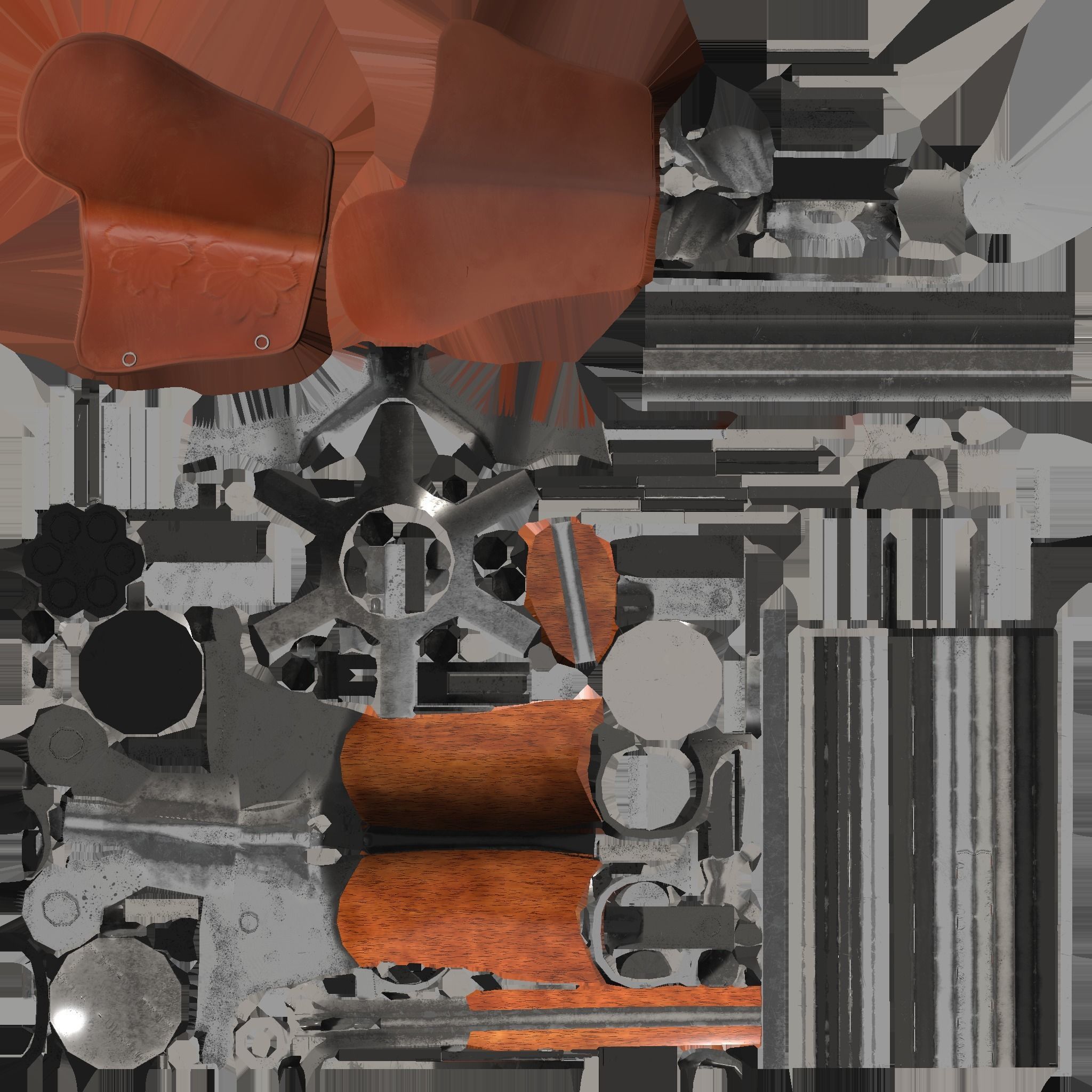 Revolver Gun With Holster Low-poly 3D model_8