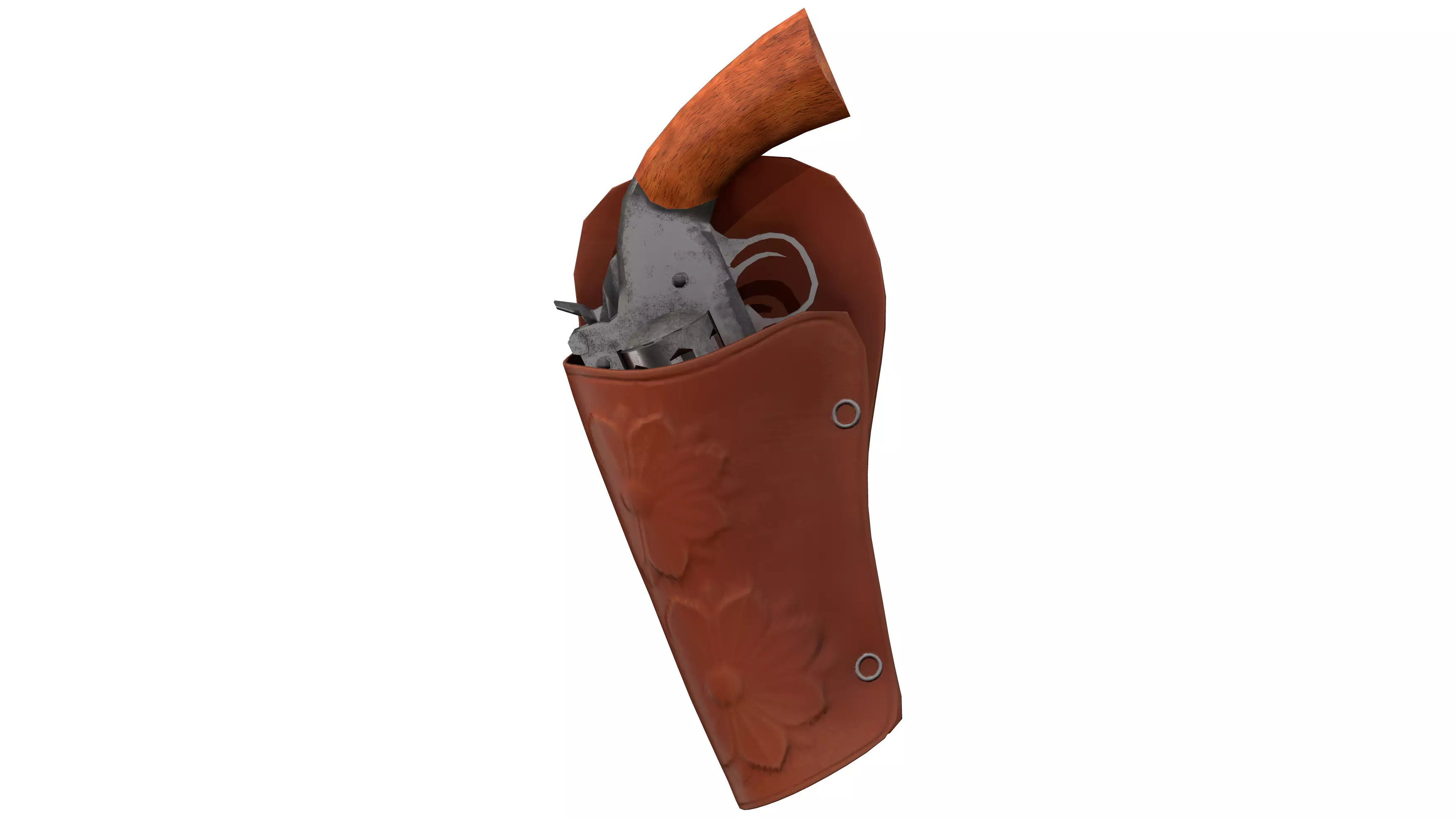 Revolver Gun With Holster Low-poly 3D model_0