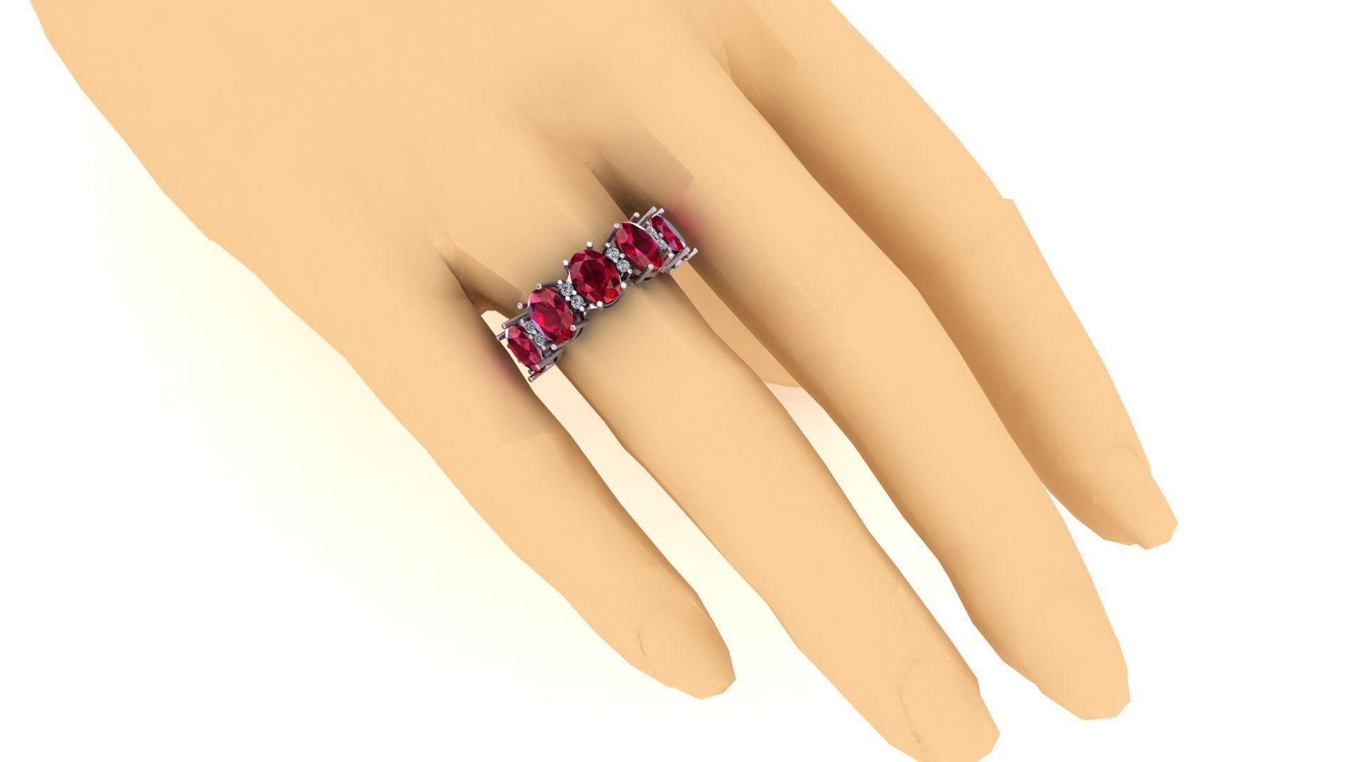 Meia alianca pedras 3D print model_1