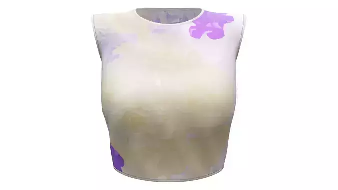 Floral Pattern No Sleeves Round Neck Top