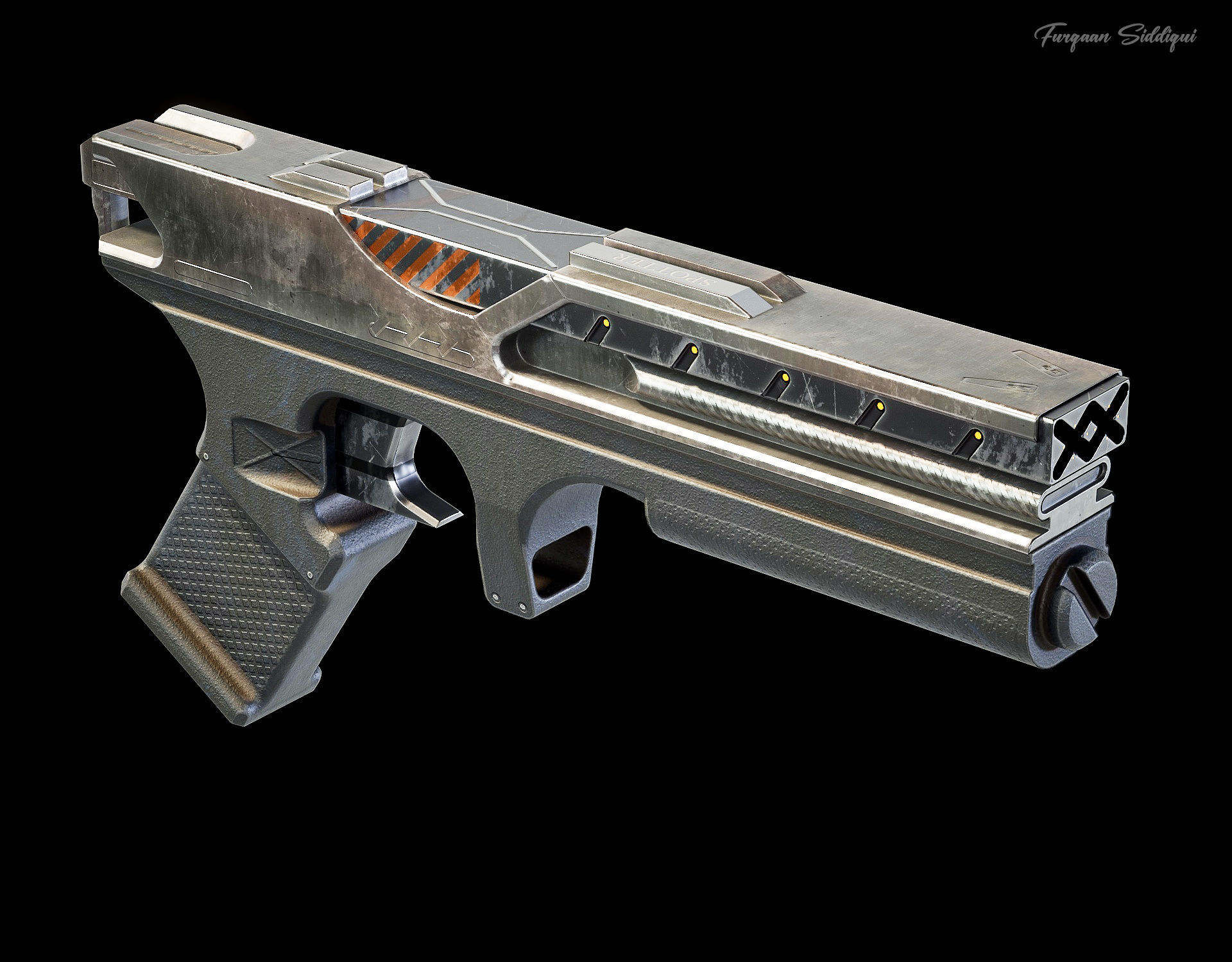 Sci-fi Laser Gun PBR Low-poly 3D model_8