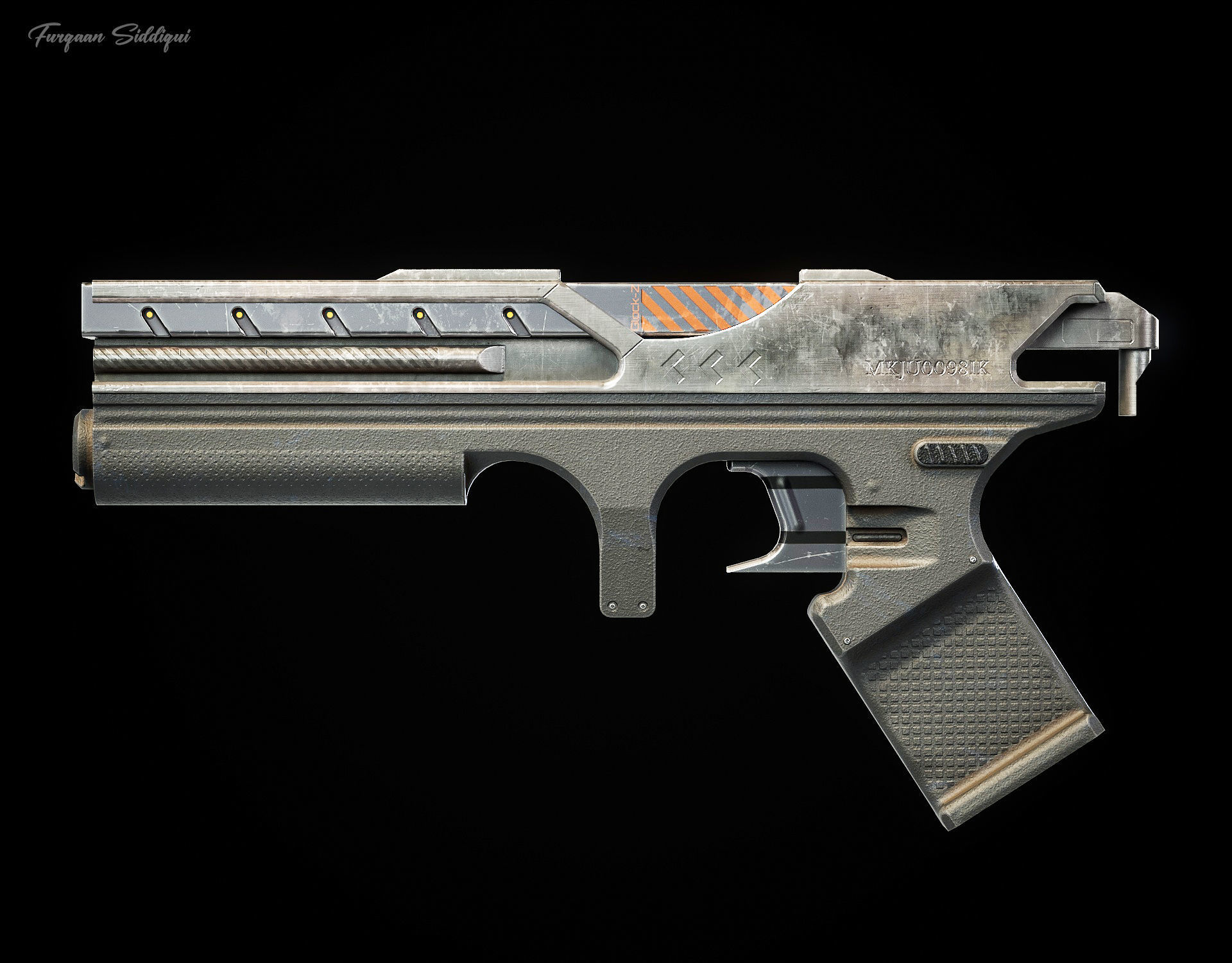 Sci-fi Laser Gun PBR Low-poly 3D model_12