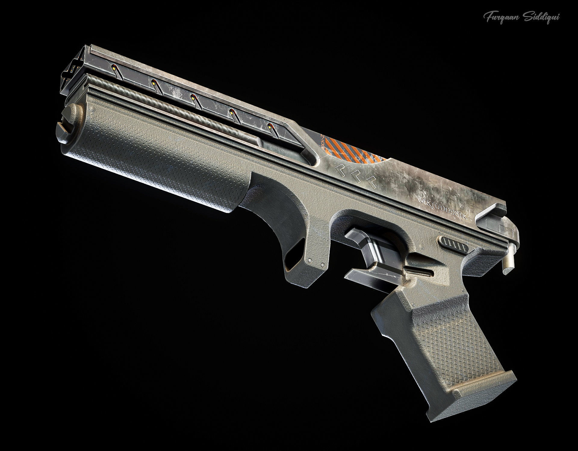 Sci-fi Laser Gun PBR Low-poly 3D model_13
